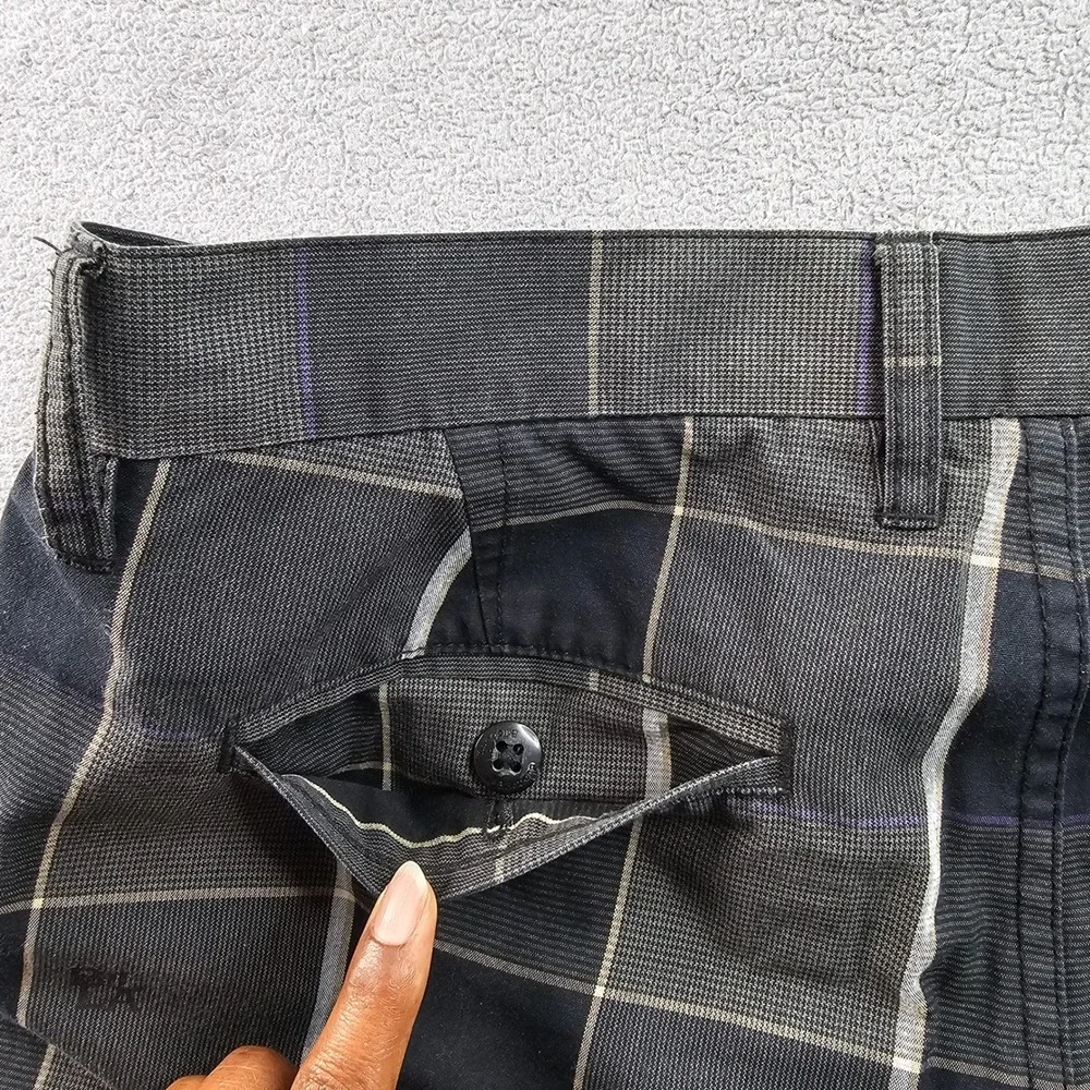 Billabong Golf Shorts Mens 36 Black Gray Plaid Performance‎ Regular Fit Mid-Rise